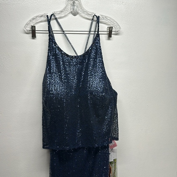 Morilee by Madeline Gardner Formal Dress Maxi Sequin Navy Blue New Plus Size 18 - Picture 3 of 10